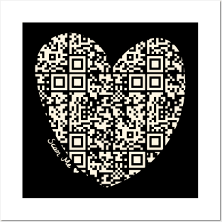 Pastel Yellow Rick Astley Rickroll QR Code Heart Art Posters and Art